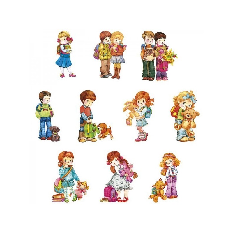 Motywy 3D Uczniowie, rozm. 3,5 - 8,5 cm, 10 szt.