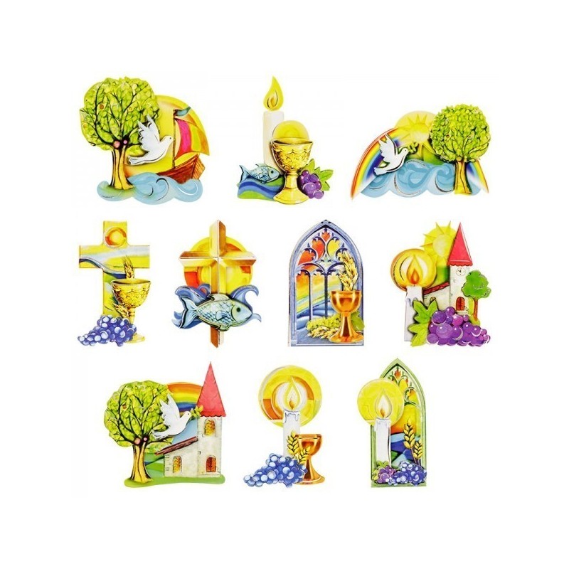 Motywy 3d,  KOMUNIA 10szt, 5-11 cm