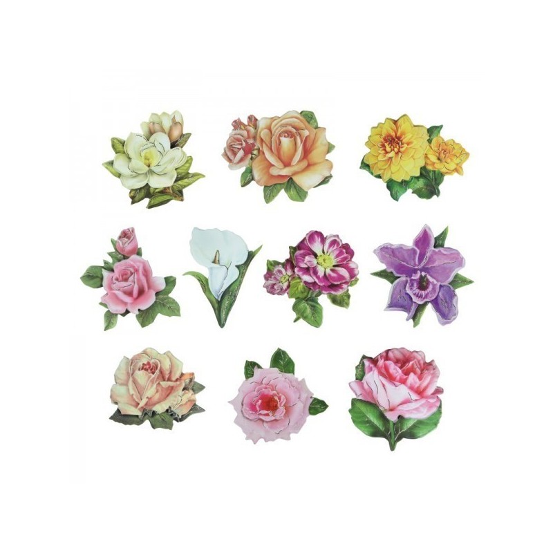 Motywy 3 d, Magiczne kwiaty, rozm. 7-8,5cm, 10 szt
