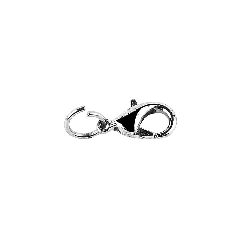 Karabinek, w tym pierścień dzielony, 1,1 cm x 0,6 cm, srebrny, 20 sztuk