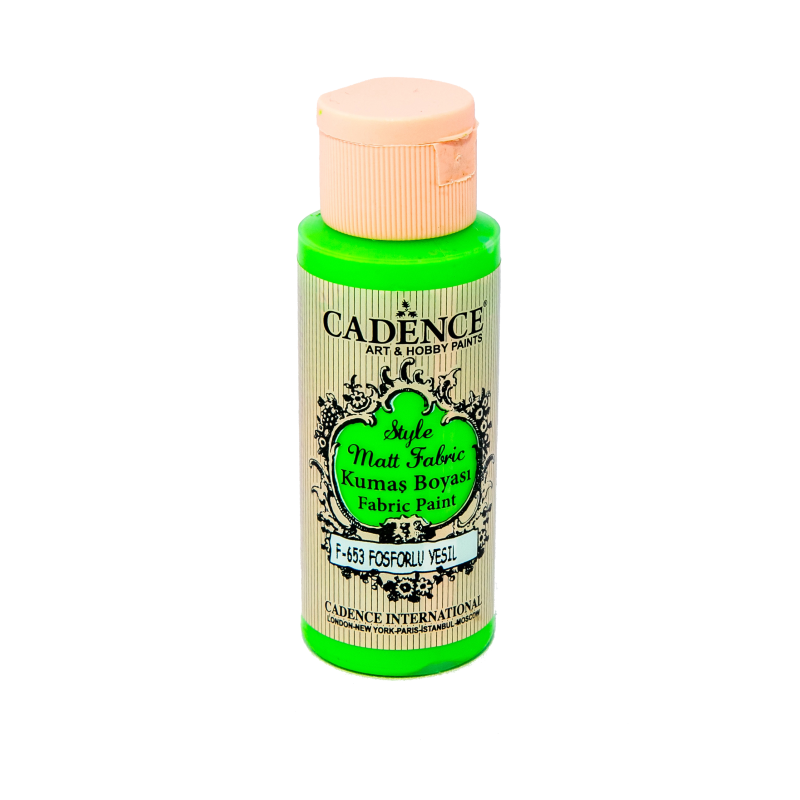 Farba matowa do tkanin Cadence 59 ml, fluorestencyjna zielona