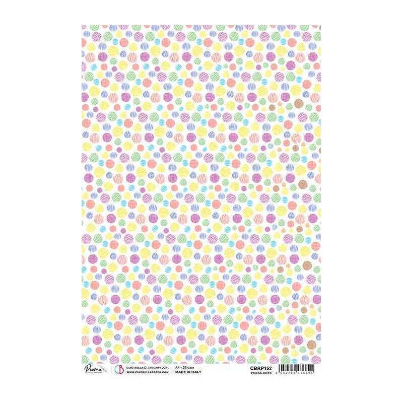 Piuma papier ryżowy, rozm A4, Polka dots