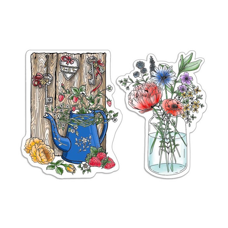 Stemple zestaw 10x15cm, Fraises et fleurs savages