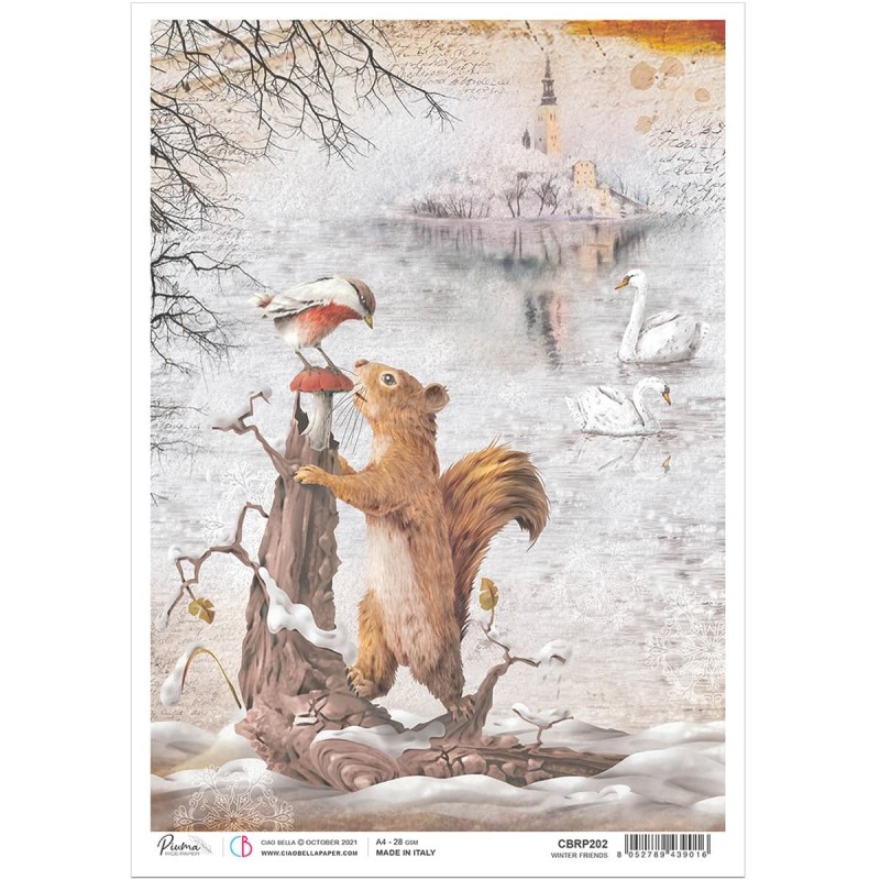 Papier ryżowy Piuma, rozm. A4, Winter Friends
