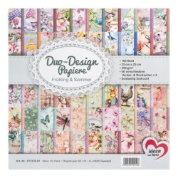 Papier do scrapbookingu, 100 kartek, wiosenno-letnie wzory.