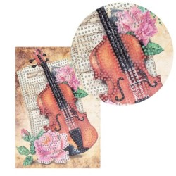 Diamond painting, kartka okolicznościowa, Skrzypce, 11,5x16,5cm