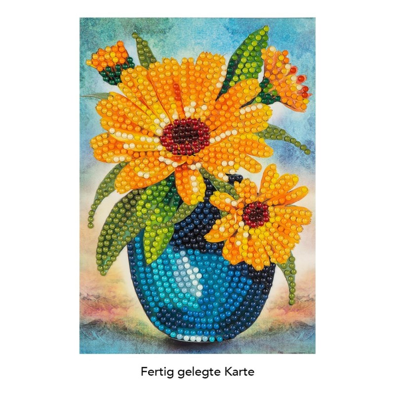 Diamond painting, kartka okolicznościowa, Nagietki, 11,5x16,5