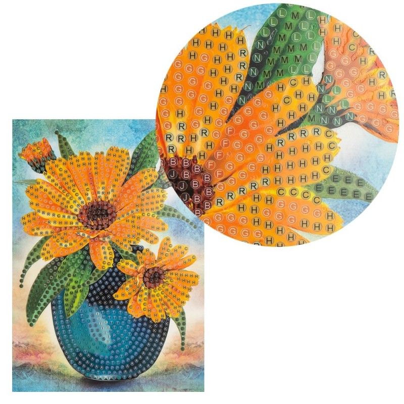 Diamond painting, kartka okolicznościowa, Nagietki, 11,5x16,5