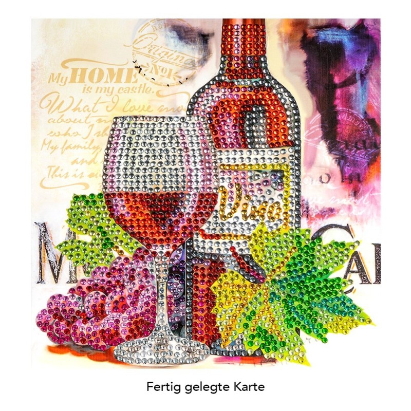 Diamond painting, kartka wino, cyrkonie, rozm. 16x16cm