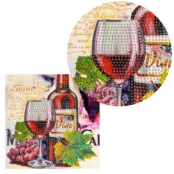 Diamond painting, kartka wino, cyrkonie, rozm. 16x16cm