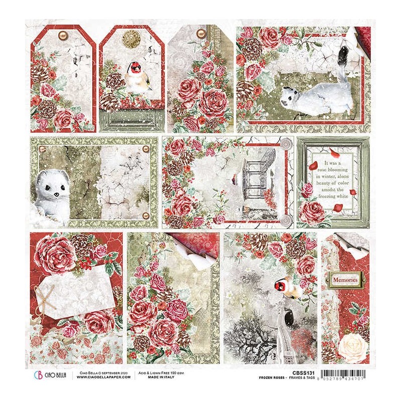 Frozen Roses ramki arkusz papieru rozm. 30,5x30,5 cm