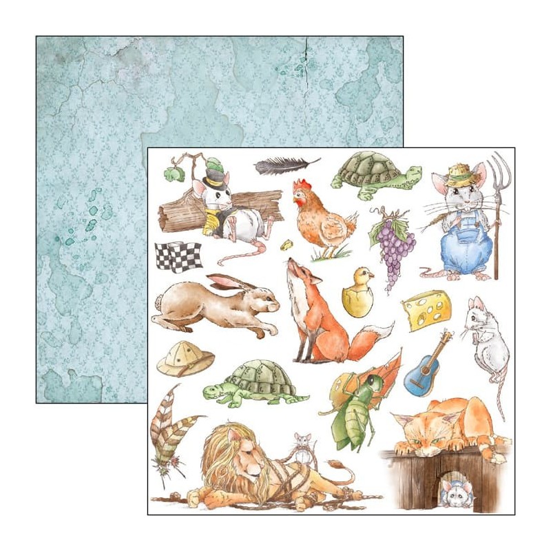 Aesop's Fables zestaw 12 kartek, rozm. 20,3 x 20,3 cm