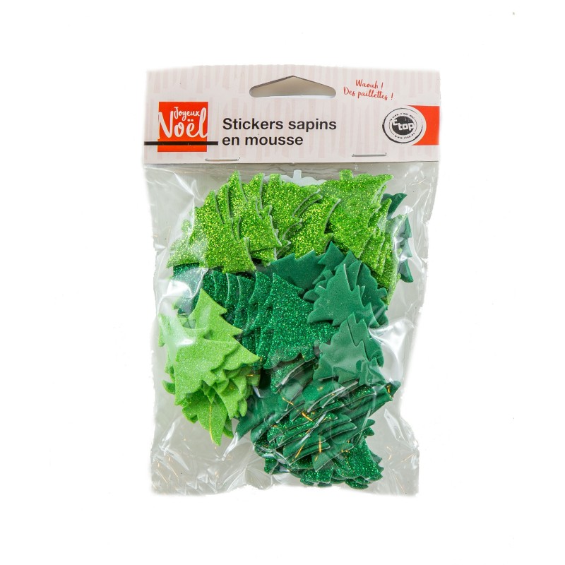 Naklejki choinki z pianki,  60 szt, rozm. 2,5cm-4cm