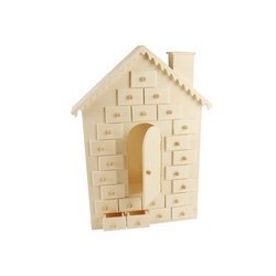 Kalendarz adwentowy drewniany domek 42x27x6,5cm
