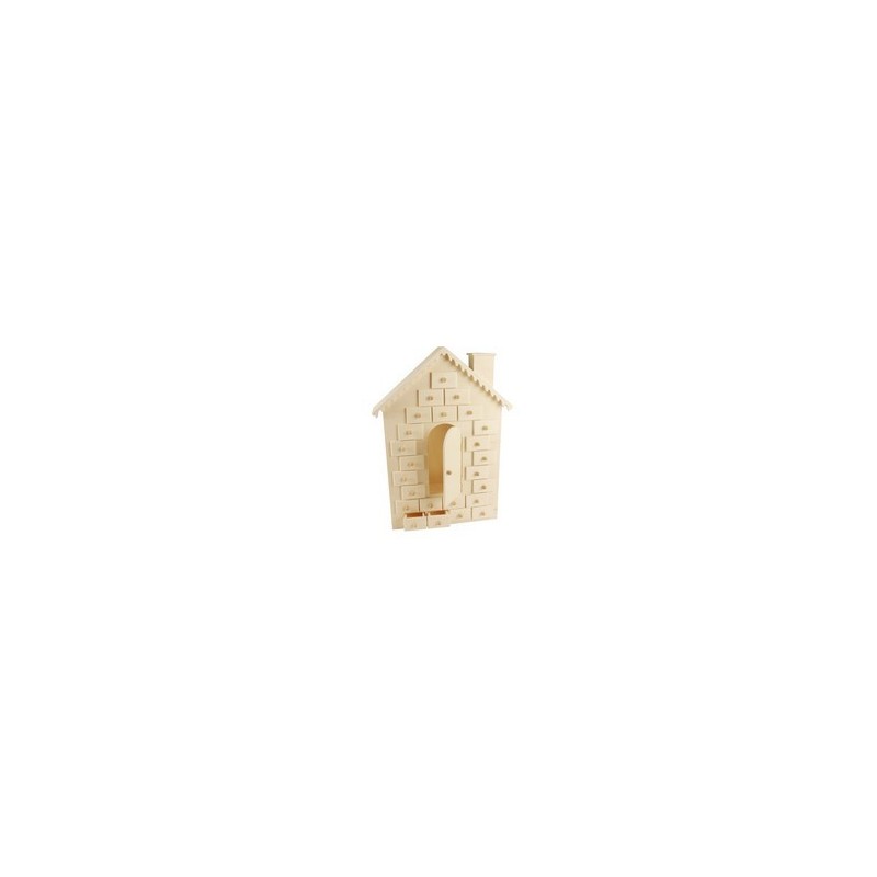 Kalendarz adwentowy drewniany domek 42x27x6,5cm