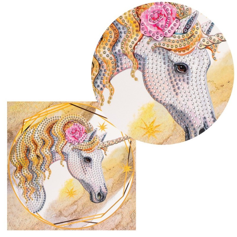 Diamond painting, kartka jednorożec rozm. 16x16cm